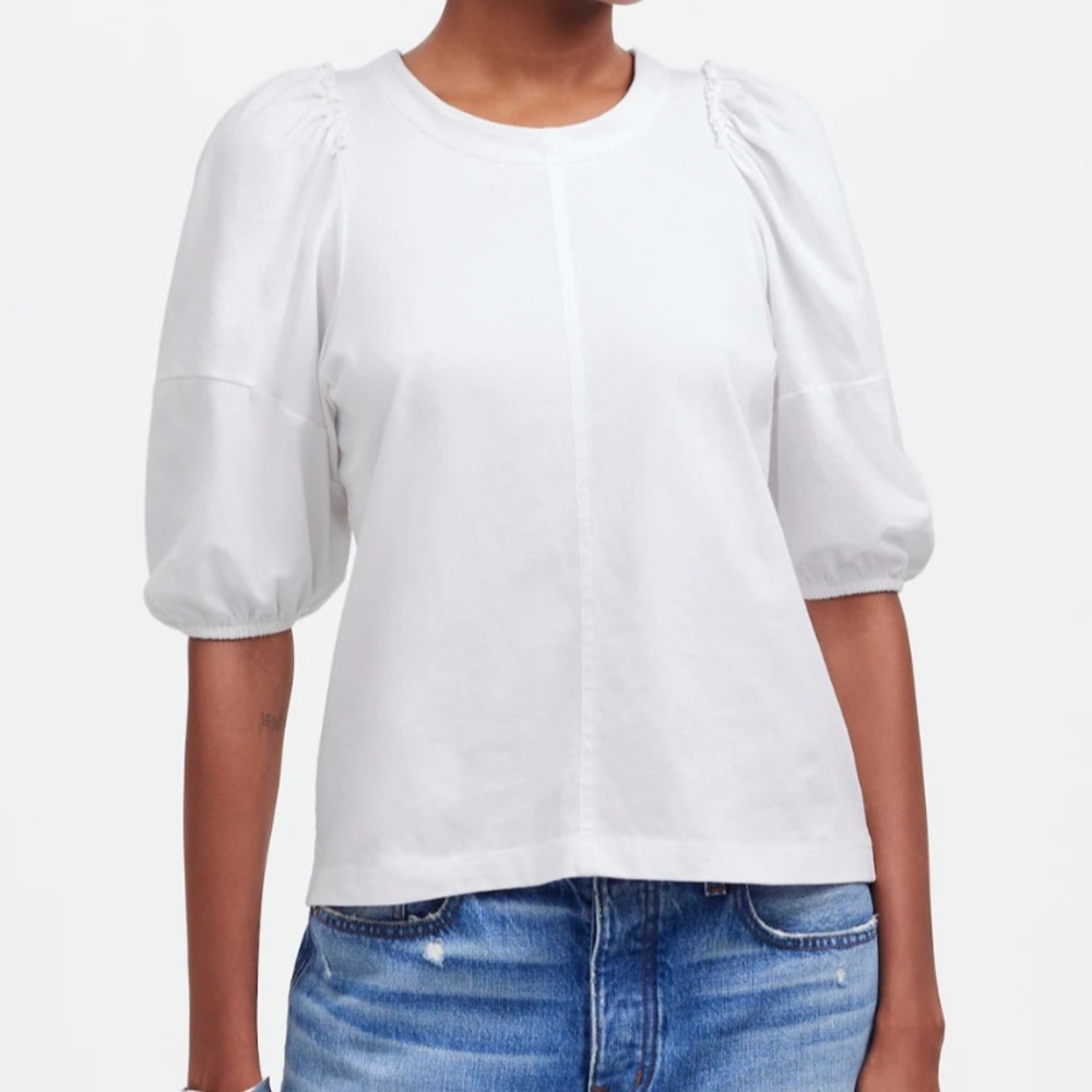Madewell Puff-Sleeve Tee‎ in White size M NWT NT331